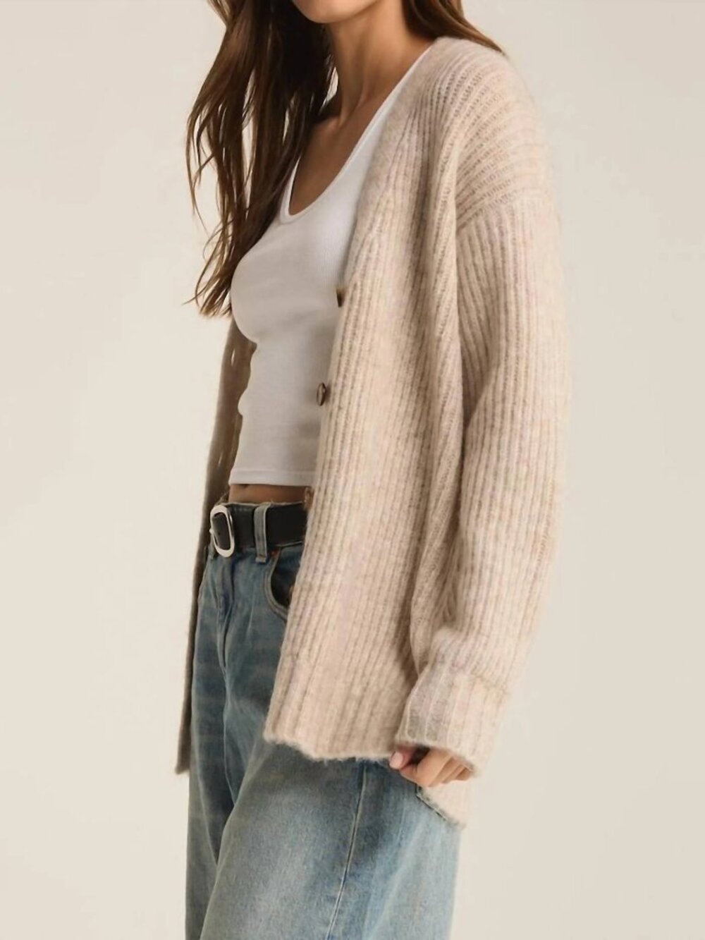 NWT Z Supply - Josie Cozy Cardigan in Light Oatmeal Heather Medium - Picture 2 of 4